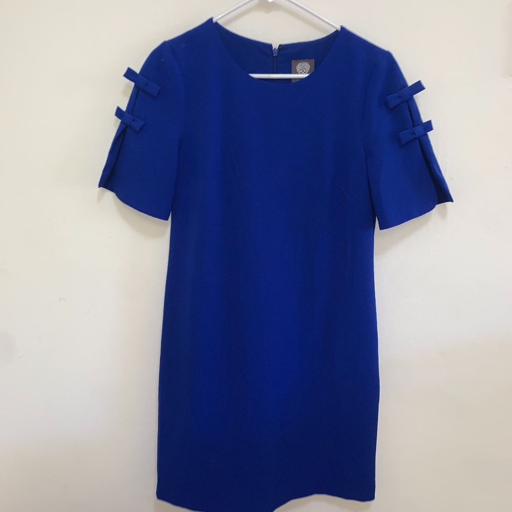 Vince Camuto Cobalt Blue Knee Length Crepe Shift Dress, Size 4